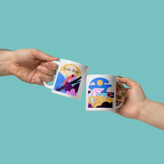 Taza Cabo Rojo Bicolor: Amanecer y Fauna