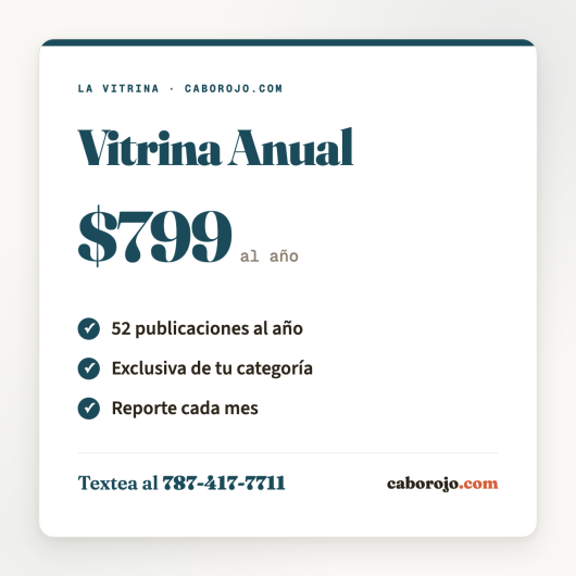 Vitrina Anual 799 dolares - tu negocio en el mapa todo el ano - CaboRojo.com